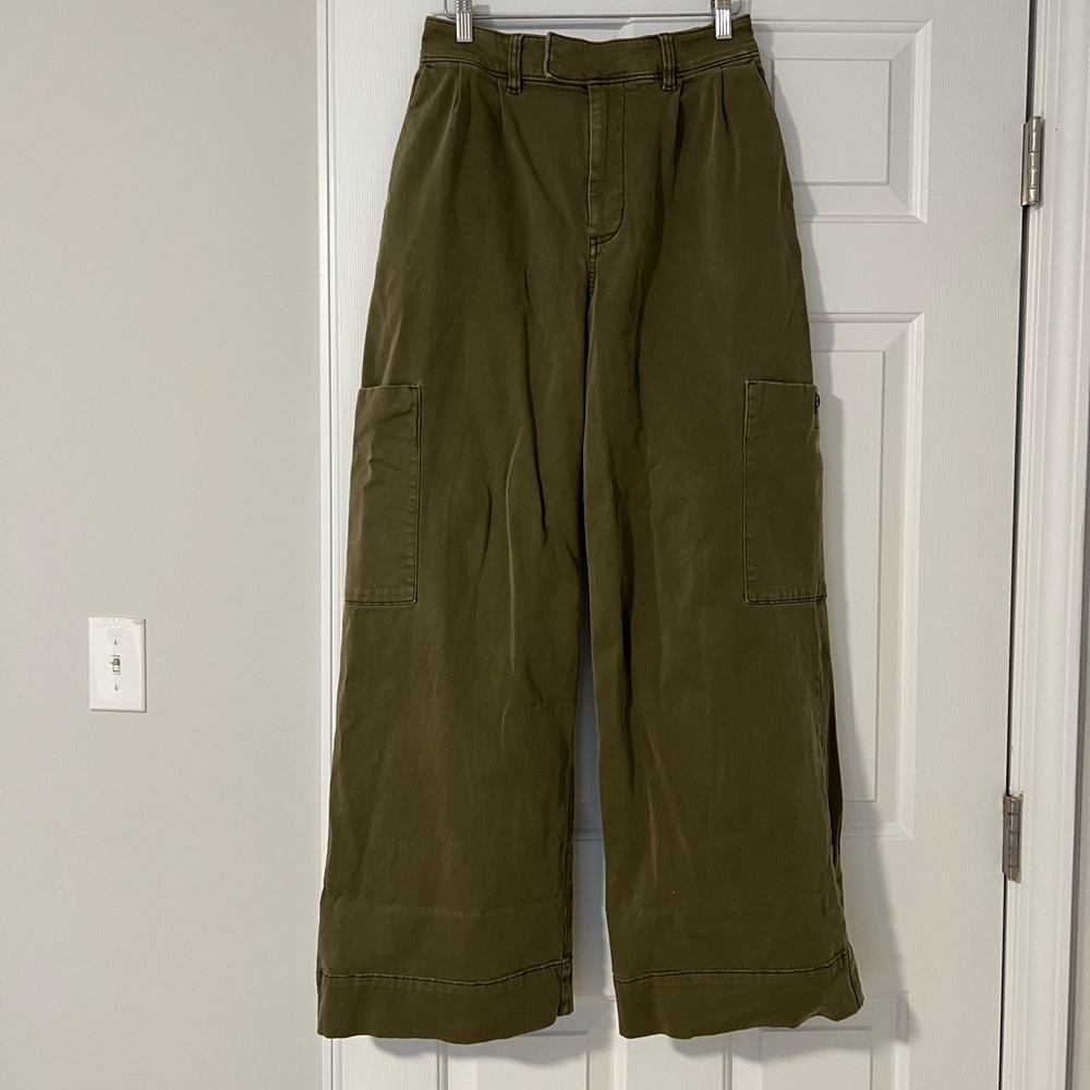 Pilcro Olive Utility Wide-Leg Cargo Pants